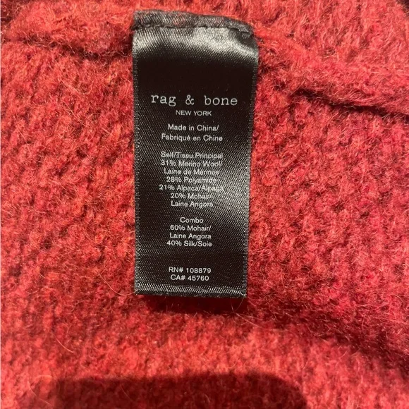 Rag & Bone, Alpaca Mohair and Wool Blend Funnel Neck Oversized Sweater - Picture 9 of 9